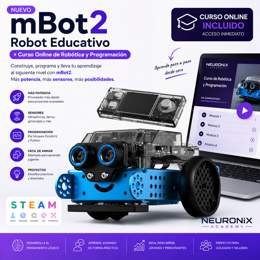 🚀 mBot2 Robot Educativo Inteligente + Curso Online de Robótica, IA y Programación
